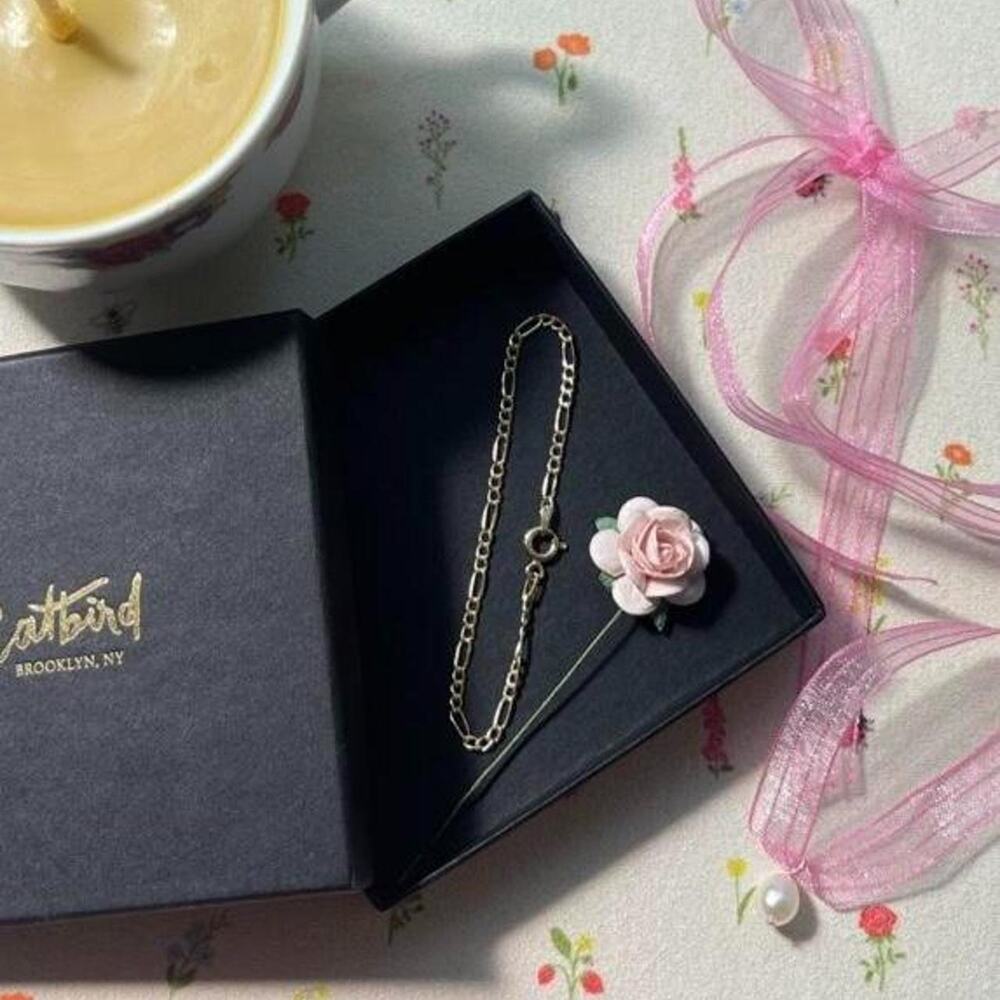 Catbird 14k Gold Cherubino Figaro Bracelet 6in + Pearl Necklace 🦢